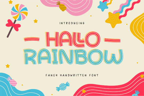 Hallo Rainbow Font for Whimsical Editorial Design